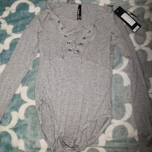 Grey lace up body suit